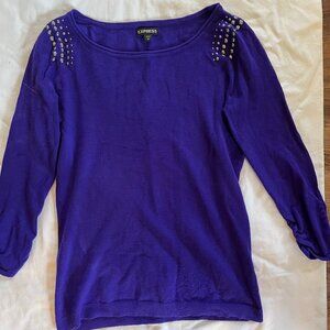 Express women's fitted purple jeweled top size small petite